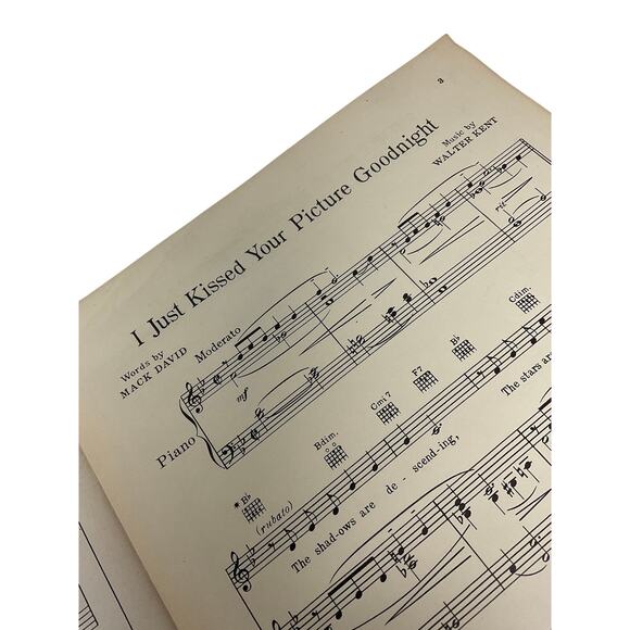 I Just Kissed Your Picture Goodnight Sheet Music 1942 Mack David Walter Kent - Picture 3 of 5